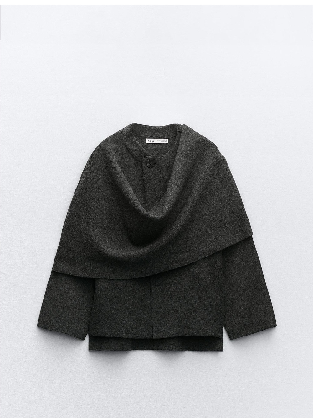 Zara Charcoal Draped Cape Coat